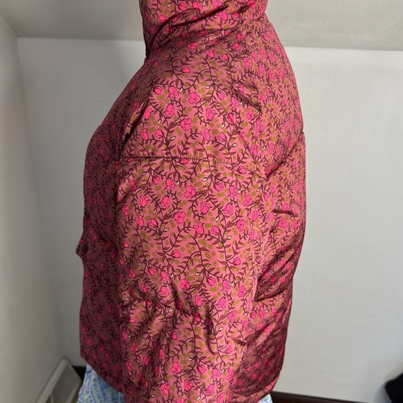 Numph Anthropologie Pink Red Floral Winter Coat Size Small - Picture 3 of 9